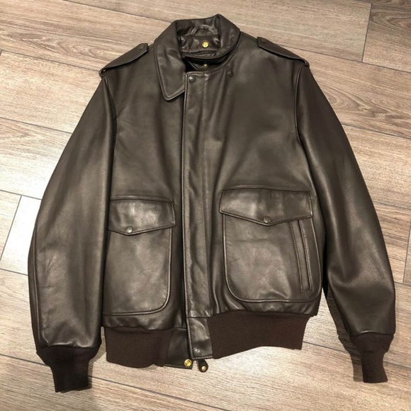 Schott NYC brown lined leather bomber jacket (size - Picture 1 of 3